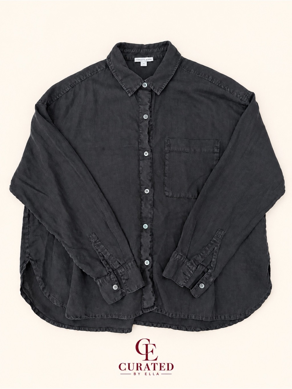 James Perse Women’s Black Linen Button-Down Shirt | Size M